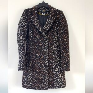 DEPT Animal Print Double Breasted Wool-blend Fitted Coat Size S